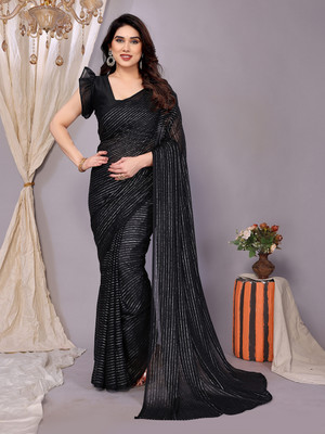 Moda Rapido Embellished Bollywood Georgette, Chiffon Saree(Black)