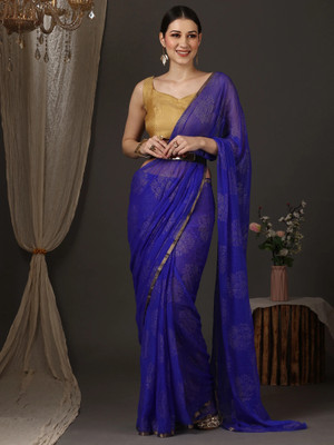 Sareemall Embellished Bollywood Cotton Silk Saree(Blue)