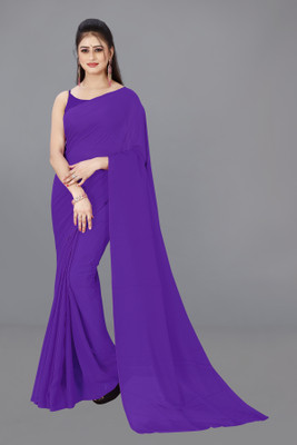 Anand Sarees Solid/Plain, Dyed Daily Wear Georgette Saree(Purple)