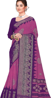 Skandas Trendz Printed, Polka Print Bandhani Pure Silk Saree(Blue, Multicolor)