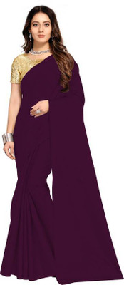 Arpita Fashion Solid/Plain Bollywood Satin Saree(Purple)