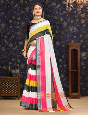 Gajal Printed Bollywood Pure Cotton, Cotton Linen Saree(Multicolor)