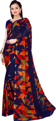 Suali Self Design Bollywood Georgette Saree(Dark Blue)