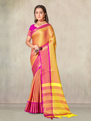 sagarika Woven Banarasi Art Silk Saree(Yellow)
