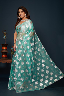 DIVYASHAKTI FASHION Embellished Bollywood Silk Blend Saree(Light Blue)