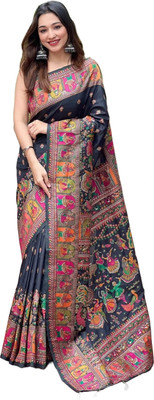 Aformi Embellished, Paisley, Self Design, Woven Paithani Cotton Silk Saree(Multicolor)