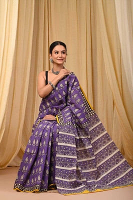 CRAFTWELL Self Design Handloom Pure Cotton Saree(Multicolor)