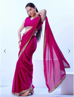 RAJ DARBAR Self Design Banarasi Crepe Saree(Pink)
