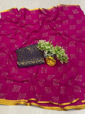 Triveni Fab Embellished Daily Wear Chiffon Saree(Purple)