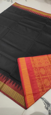 MHSareeDestination Temple Border, Solid/Plain Sambalpuri Pure Silk Saree(Light Green)