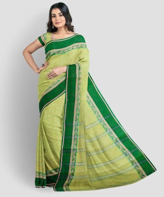 eC ESHA'S COLLECTION Woven Tant Pure Cotton Saree(Light Green)