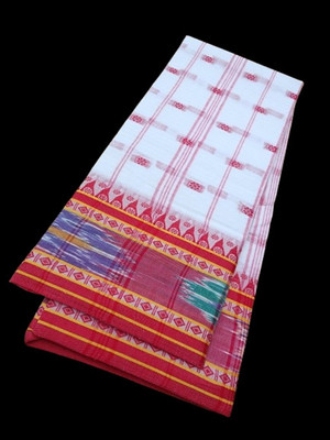 Priyongboda Woven Tant Cotton Blend Saree(White)