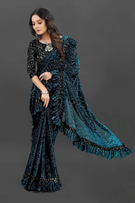 Lighthouse Embellished Bollywood Lycra Blend Saree(Green)