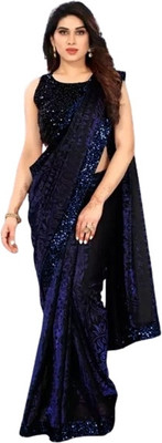 online bazaarr Embellished Bollywood Lycra Blend Saree(Blue)