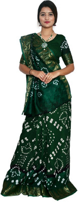 AK Fashion Woven Banarasi Silk Blend Saree(Green)