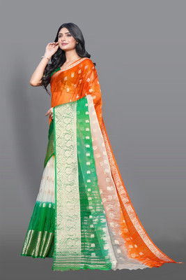 KOTHARI SST Solid/Plain Bandhani Organza Saree(Multicolor)