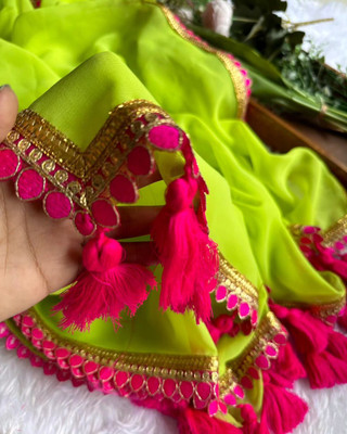 Aquiliq Embroidered Bollywood Georgette Saree(Green)