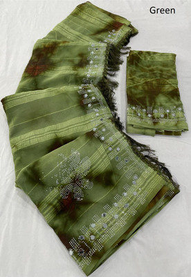 Dori Self Design Bollywood Silk Blend Saree(Green)