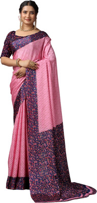 A V M PRINTS Printed Daily Wear Crepe Saree(Pink)