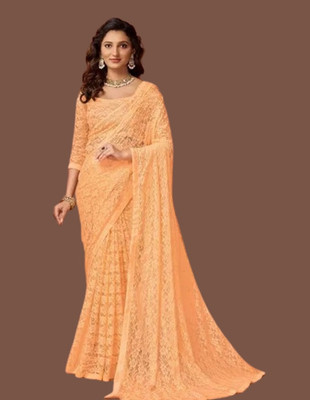 Fashion Field Self Design Bollywood Net Saree(Yellow)
