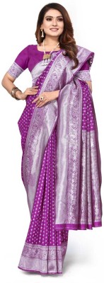 QWRZWR COLLECTION Self Design, Embellished Banarasi Art Silk, Jacquard Saree(Purple)