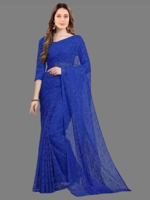 Nexafashion Dyed Bollywood Brasso Saree(Dark Blue)