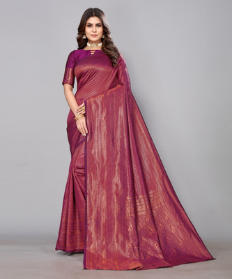 YASHIKA Woven Kanjivaram Art Silk Saree(Purple)