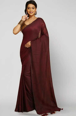 Maku Solid/Plain Tant Pure Cotton Saree(Pink)