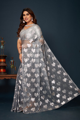 tikli Embellished Bollywood Silk Blend Saree(Gold)