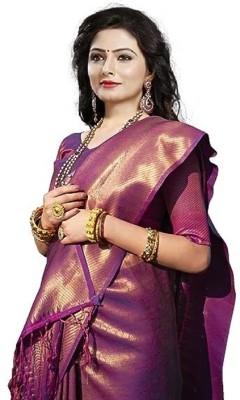 Bharti Printed Kanjivaram Pure Silk Saree(Purple)