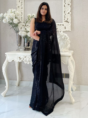 Divastri Embellished Bollywood Georgette Saree(Black)