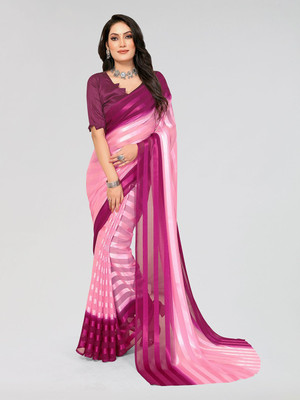 Moda Rapido Striped Daily Wear Satin Saree(Purple)