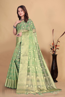 Aarunika SST Solid/Plain Bollywood Organza Saree(Light Green)