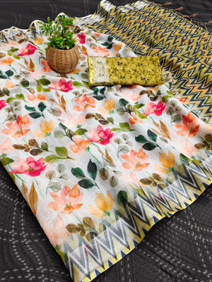 CHHABILAENTERPRISE Digital Print Bollywood Cotton Linen Saree(Multicolor)
