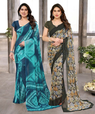 Divastri Printed Bollywood Georgette Saree(Pack of 2, Multicolor)