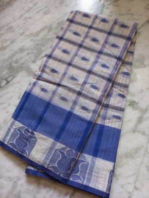 J KunduHouse Woven Daily Wear Pure Cotton Saree(Cream)