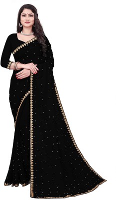 SDK FASHION Embellished Bollywood Lycra Blend Saree(Black)