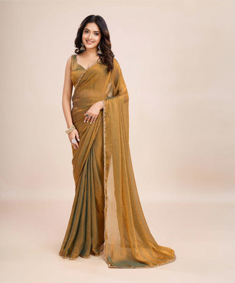 M.S.RETAIL Embellished Bollywood Silk Blend Saree(Gold)