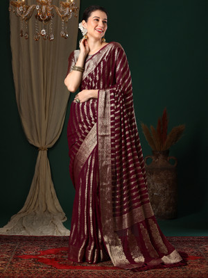 Sareemall Woven Kanjivaram Georgette Saree(Magenta)