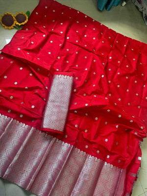 collctionmekhla Woven Mekhela Chador Pure Silk Saree(Red)