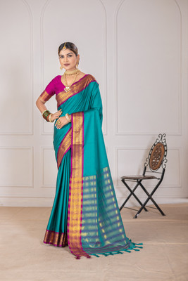 Fashion Club Collection Woven Maheshwari Cotton Silk Saree(Multicolor)