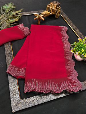 Rich Choice Embellished Bollywood Georgette Saree(Red)