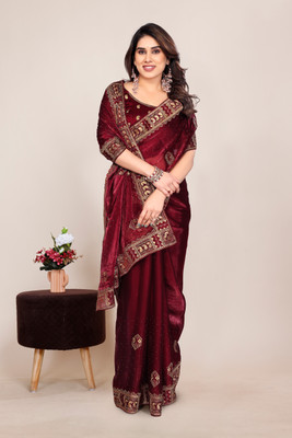 KHRITI FAB Self Design Bollywood Jimmy choo Saree(Maroon)