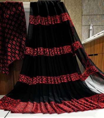 Sitanjali Striped Bollywood Georgette Saree(Black)