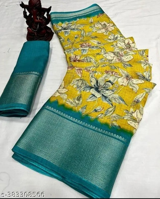 AA ONE ENTERPRISE Self Design Bollywood Cotton Blend Saree(Yellow)