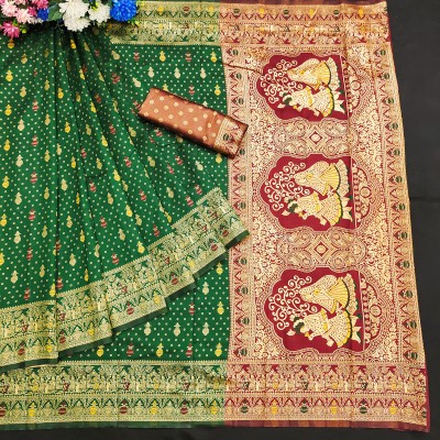 FINE WEAR Self Design Banarasi Cotton Silk, Jacquard Saree(Multicolor)