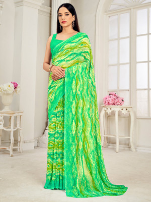 Sareemall Printed Daily Wear Georgette Saree(Light Green)
