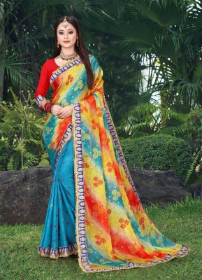 Tasrika Printed Bollywood Chiffon Saree(Multicolor)