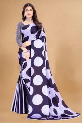 Aumki Digital Print Bollywood Satin Saree(Purple)