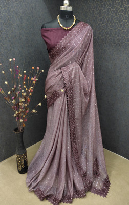 Snehdeep Self Design Bollywood Lycra Blend Saree(Maroon)